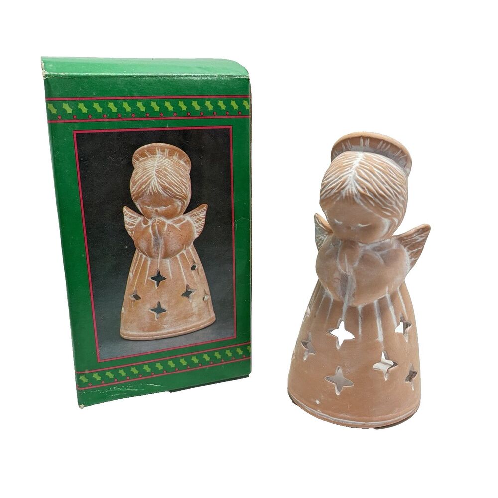 Christmas Holiday House of Lloyd Praying Angel Terracotta Votive 6" NIB